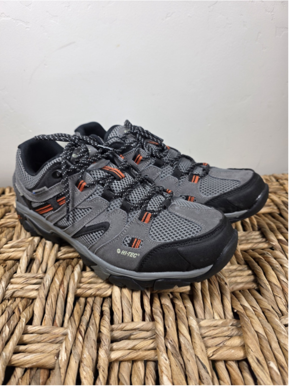 Hi-Tec Apex Low Hiking Trail Shoes Gray Orange Men's US 11 Waterproof Outdoor